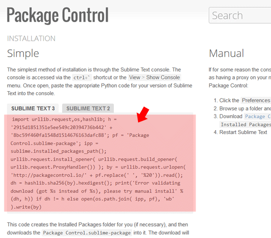Installation Package Control